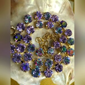 Lavender Haze & AB Swarovski Crystal Necklace and Earrings in 14K Gold Plated